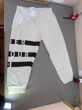 Under Armour Kids White Joggers with Black Logo Stripes